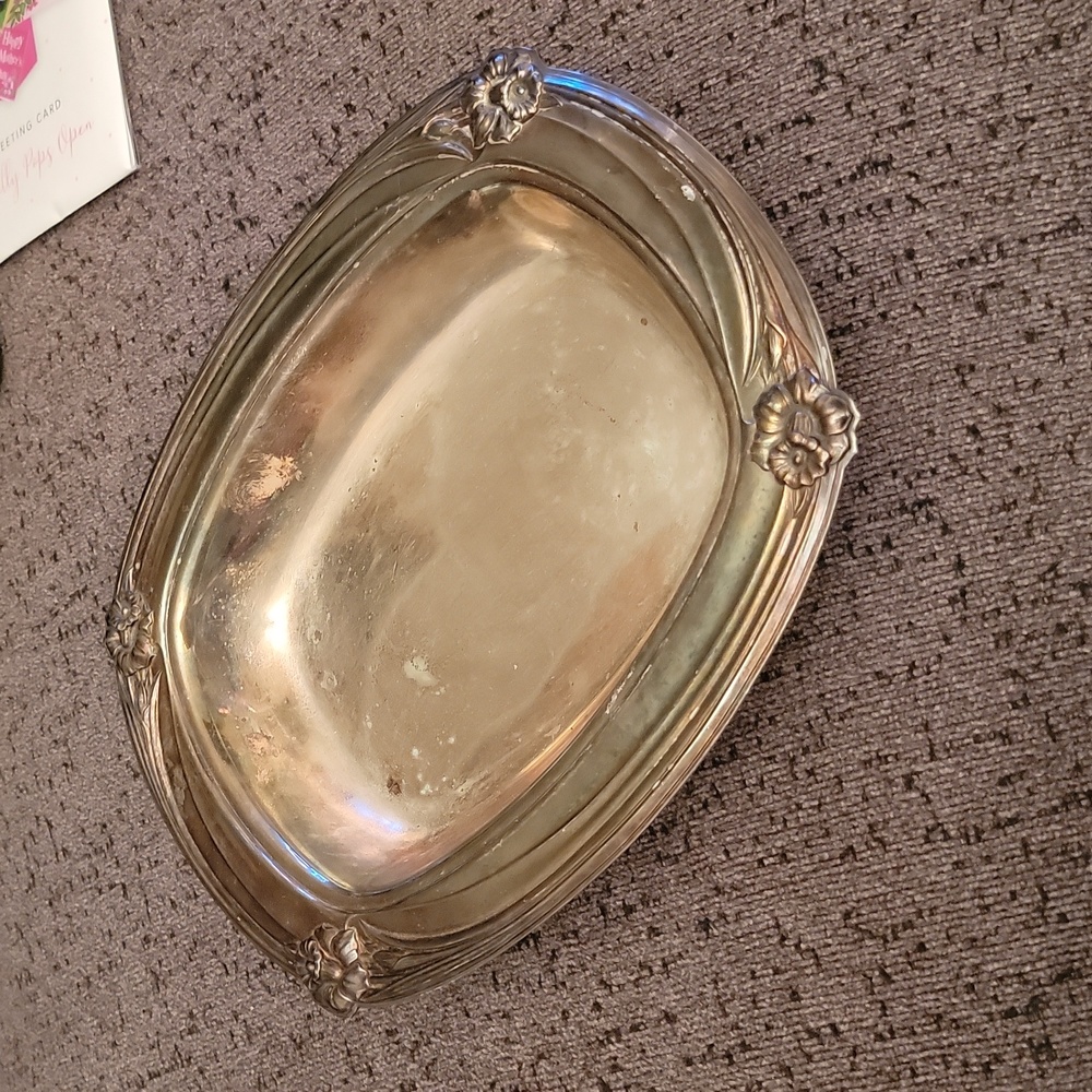 Antique silver plated serving dish